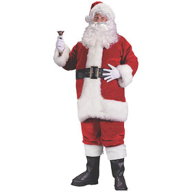 Fun World Men's Plus Size Premium Plush Red Santa Suit