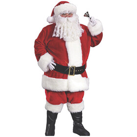 Fun World FW7543 Men's Plus Size Plush Crimson Santa Suit Costume - 2XL