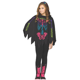 Morris Costumes FW90395C Girl's Colorful Skeleton Poncho Costume