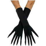 Fun World FW90944BK Black Pointy Finger Gloves Adult