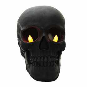 Fun World FW91102 Light-Up Flickering Eyes Black Skull Halloween Decoration