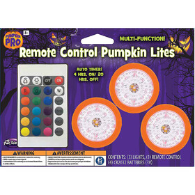 Fun World FW94686 Orange Multi-Function Battery-Operated Pumpkin Lights with Remote Control