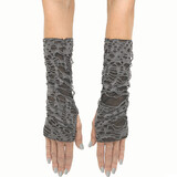 Fun World FW96817K Adults Black & Gray Long Tattered Fingerless Sleevelets Costume Acesssory