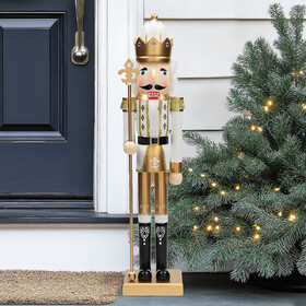 Morris Costumes JT04001GD 3 Ft. Large Classic Gold Wood Holiday Nutcracker with Scepter