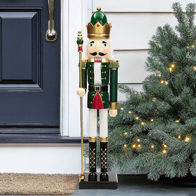 Morris Costumes JT04001GN 3 Ft. Large Classic Green Wood Holiday Nutcracker with Scepter