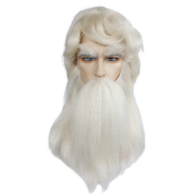 Lacey Wigs LW726WT Santa Wig &amp; Beard Yak Natural Fiber