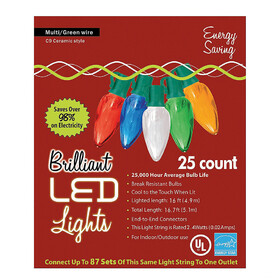 Morris Costumes MA943 25-Count C9 LED Multicolor Holiday String Lights