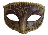 Morris Costumes MR-031444 Opera Eye Mask Burgundy Gold