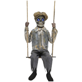 Morris Costumes MR122854 62" Hanging Lightup Animated Swinging Skeleton Boy Decoration