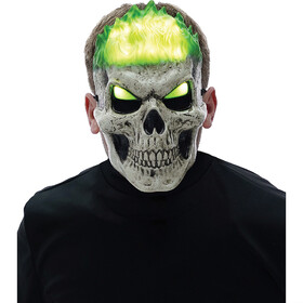 Seasonal Visions MR131945 Light-Up Green Inferno Skull Mask