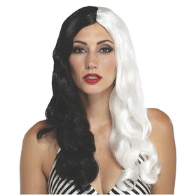 Morris Costumes MR177506 Adult's Black &amp; White Long Wig
