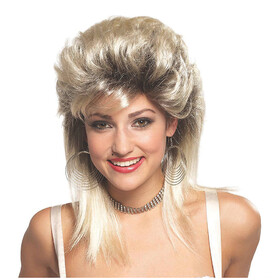 Morris Costumes MR179501 Black &amp; Blonde 1980s Rocker Groupie Wig