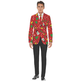 Morris Costumes Men's Red Icon Christmas Jacket &amp; Tie