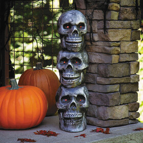 Morris Costumes PC28077 28" Light-Up LED Blow Mold Stack of Skulls Halloween Decoration