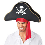 Morris Costumes SEW10115 Adult's Black Pirate Hat with Jolly Roger