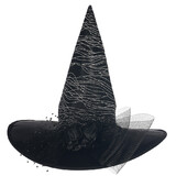 Morris Costumes SEW10718 Adult's Deluxe Black Witch Hat with Silver Glitter & Tulle