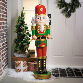 Seasons USA SEW84573 4 Ft. Light-Up Nutcracker with Drumsticks Christmas Decoration