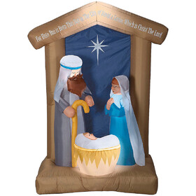 Disguise SS111735G 78" Airblown® Inflatable Light-Up LED Nativity Scene with Archway Outdoor Yard Decoration