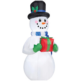 Gemmy Industiries SS114274G Blow Up Inflatable Snowman with Present Outdoor Yard Decoration