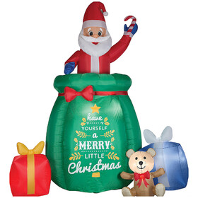 Gemmy Industiries SS117809G 120" Blow Up Inflatable Animated Pop Up Santa Outdoor Yard Decoration