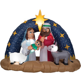 Gemmy SS118905G Blow Up Inflatable Snowy Night Nativity Outdoor Yard Decoration