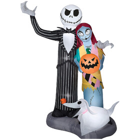 Gemmy Industiries SS220951G Blow Up Inflatable Nightmare Before Christmas Jack, Sally &amp; Zero Outdoor Yard Decoration