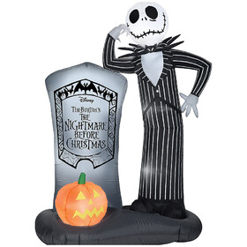 Gemmy Industiries SS224778G 72" Blow Up Inflatable Jack Skellington with Tombstone Outdoor Halloween Yard Decoration