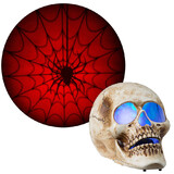 Gemmy SS227682G Blazing Scenes - 10-inch Skull with Red Spider Web Projection
