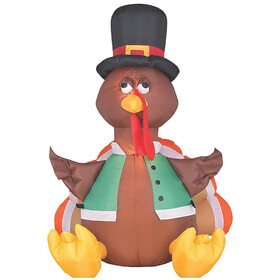 Morris Costumes SS26396G 48" Blow Up Inflatable Happy Turkey with Vest Outdoor Yard Decoration