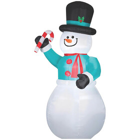 Morris Costumes SS36716G 72" Blow Up Inflatable Snowman with Candy Cane Outdoor Yard Decoration