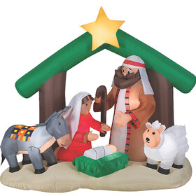 Sunstar SS38401G 72" Outdoor Blow Up Inflatable Holy Family Nativity Outdoor Yard Decoration