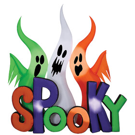 Sunstar SS550445G 96" Airblown Inflatable Ghosts w/Spooky Sign Halloween Yard Decoration
