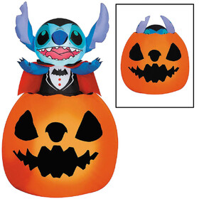 Morris Costumes SS550843G 5 Ft. Airblown® Inflatable Animated Lilo &amp; Stitch Vampire Stitch with Jack-O'-Lantern Halloween Outdoor Yard Decoration