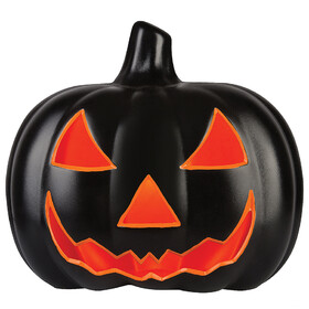 Sunstar SS551016G 17" Scary Black Jack O Lantern with Orange Light Halloween Decoration
