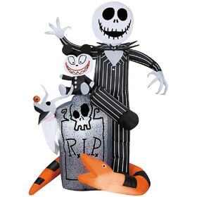 Morris Costumes SS551782G 5 Ft. 6" Airblown® Inflatable Light-Up The Nightmare Before Christmas Jack with Scary Teddy &amp; Snake Outdoor Decoration