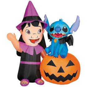 Morris Costumes SS552830G 6 Ft. Airblown® Inflatable Lilo &amp; Stitch Lilo &amp; Stitch with Jack-O'-Lantern Halloween Outdoor Yard Decoration