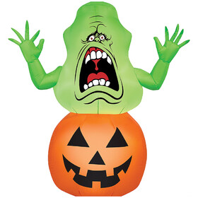 Gemmy Industiries SS71728G Blow Up Inflatable Slimer On Pumpkin Outdoor Yard Decoration