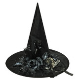 Morris Costumes SS72311 Adult's Black Witch Hat with Skull & Flowers