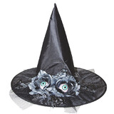 Morris Costumes SS74104 Adult's Black Witch Hat with Flowers & Eyes