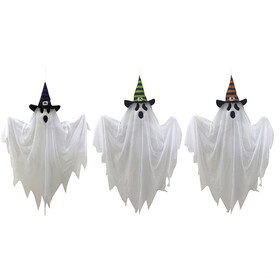 Morris Costumes SS79362 28" Hanging Ghosts with Witch Hat Decoration Set - 3 Pc.