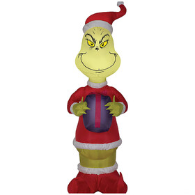 Gemmy Industiries SS81246G 48" Blow Up Inflatable Dr. Seuss&#153; The Grinch With Present Outdoor Yard Decoration