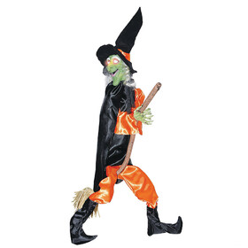 Morris Costumes SS83234 48" Hanging Leg Kicking Witch With Broom Halloween Decoration