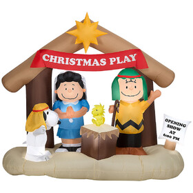 Morris Costumes SS885236G 5 Ft. 8" Airblown® Inflatable Peanuts® Christmas Nativity Scene Outdoor Yard Decoration