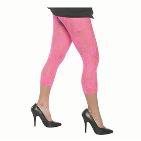 Underwraps UR28270 Neon Pink Lace Leggings - Adult