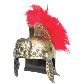 Underwraps UR28750 Adult's Gold Gladiator Helmet with Lion &amp; Red Plume
