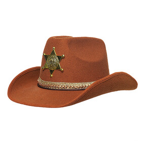 Underwraps UR30033 Adult's Brown Cowboy Sheriff Hat