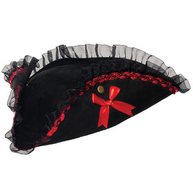 Underwraps UR30574 Adult's Black &amp; Red Tricorne Hat