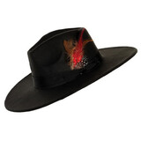Underwraps UR31140OS Adults Black Wide Brim Fedora Hat With Feather
