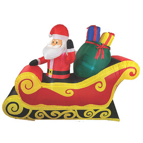 Morris Costumes VACH18090B 84" Blow Up Inflatable Santa Sleigh Outdoor Yard Decoration