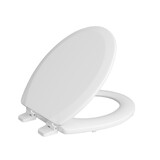 Jones Stephens C013WD00 White Deluxe Molded Wood Toilet Seat, Closed Front with Cover, Round
